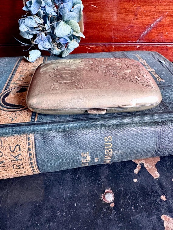 Silver Plated Engraved Rectangular Cigarette Case… - image 11