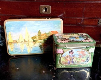 Old Tin, Vintage Tin, Lefevre Utile (lu) Biscuit Box, Art Nouveau
