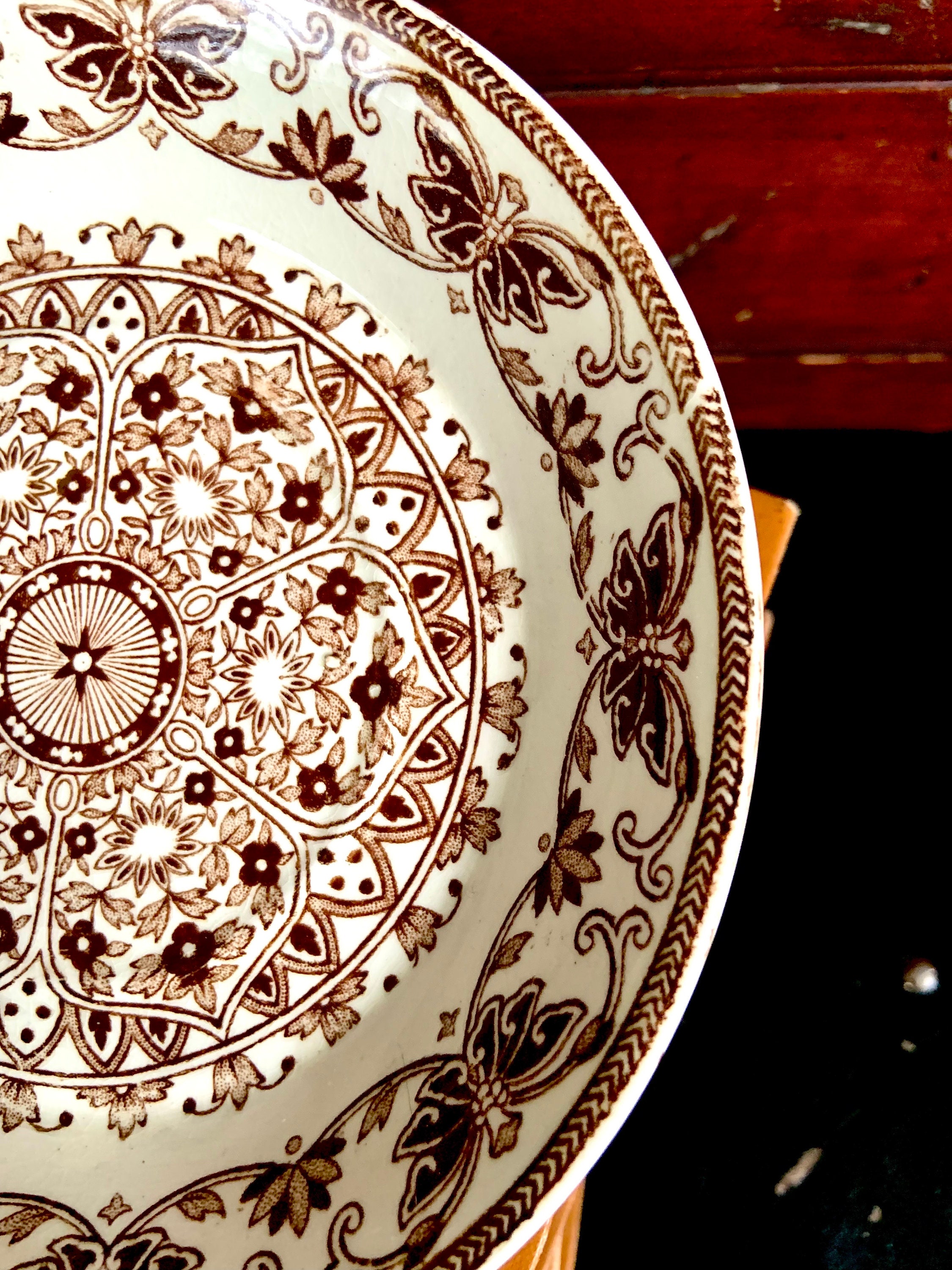 Victorian Booth Brown Transferware Teacup, Indian Ornament Design - Etsy