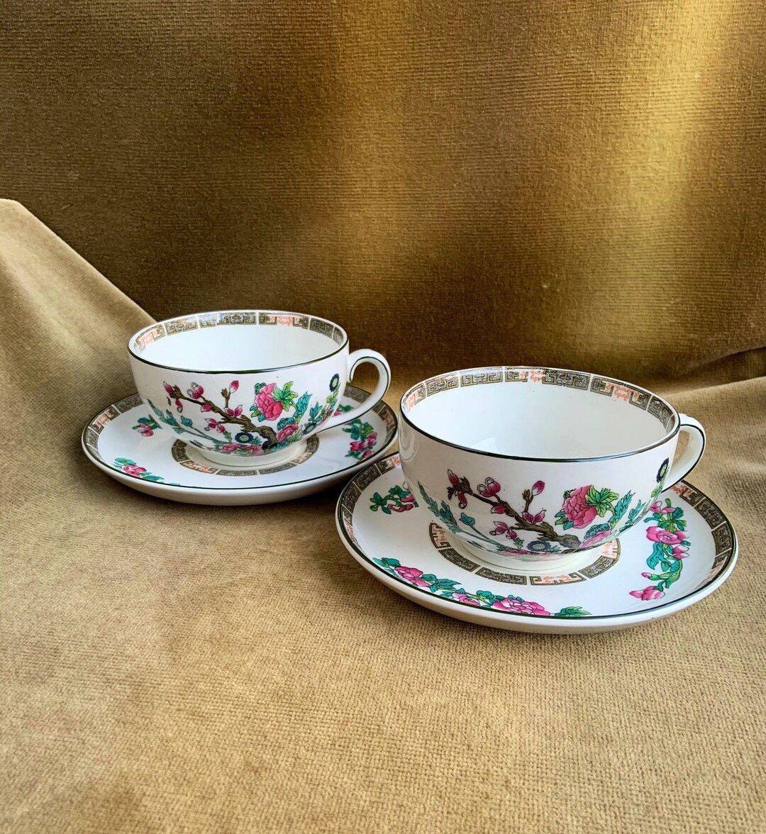Pair of Vintage J. Maddock Royal Vitreous Indian Tree Large Teacups and ...