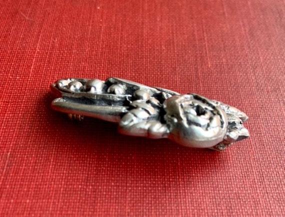 Vintage Large Elias Silver Pewter Art Nouveau Style Brooch Pin
