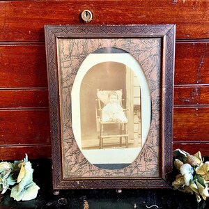 Antique Framed Sepia Photograph of a Child