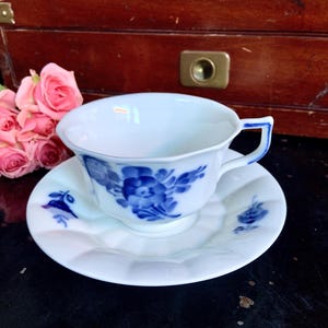 Royal Copenhagen Blue Flower Teacup and Saucer Set