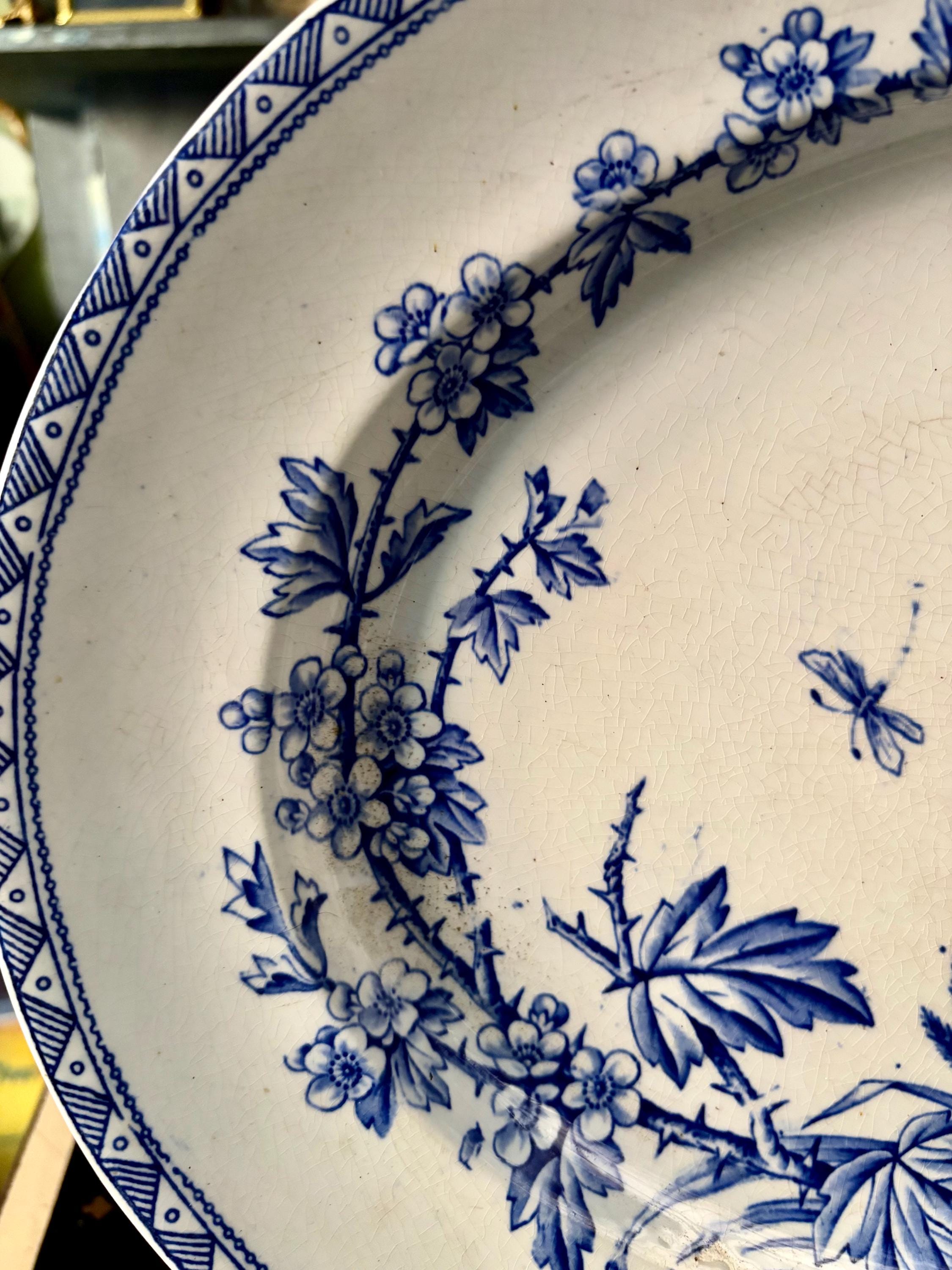 Antique TG Booth “hawthorn” Blue and White Transferware 16.5