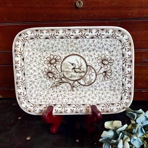 Victorian Ridgways “Devonshire”’Aesthetic Movement 7.5” Brown Ironstone Tray c. 1884