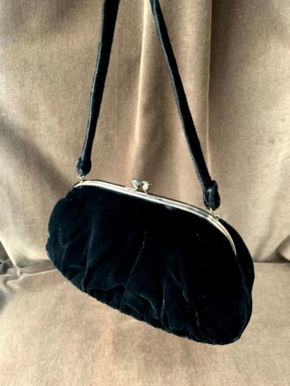 Vintage Garay Black Velvet Evening Handbag