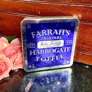 Vintage Farrah&#39;s Original Harrogate Toffee Tin/Collectible Tin