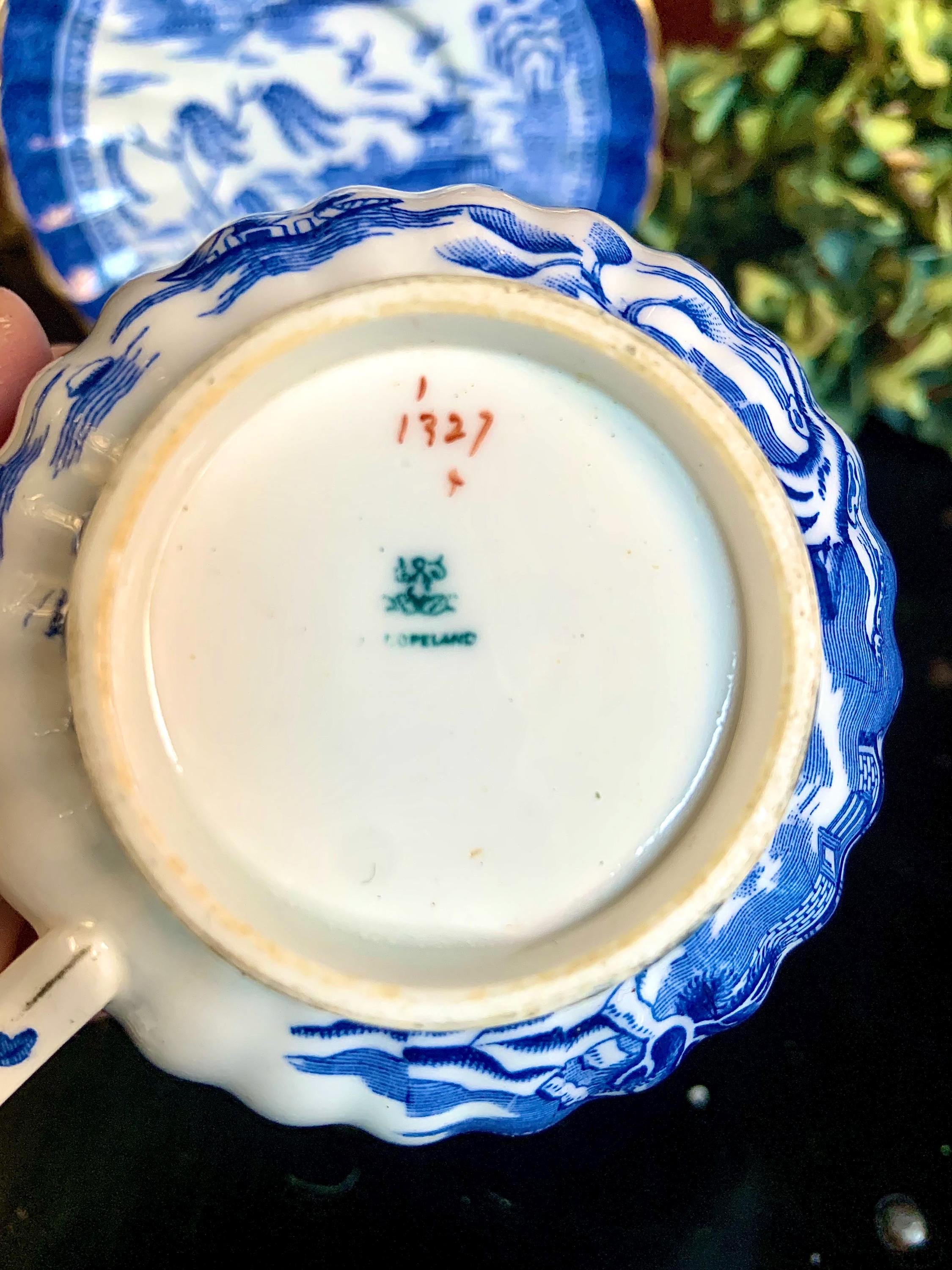 Victorian Spode Copeland Mandarin Blue Willow With Gilted Rim