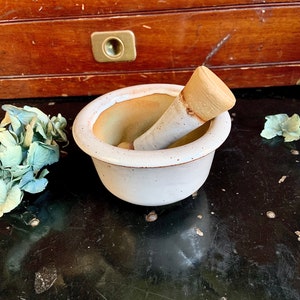 Vintage Glazed Mortar and Pestle Set