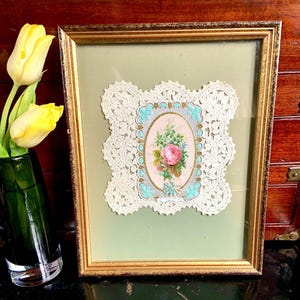 Victorian Framed Paper Lace Valentines Greeting Card