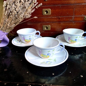 Set of 3 Vintage Longchamp Perouges Teacups and Saucers