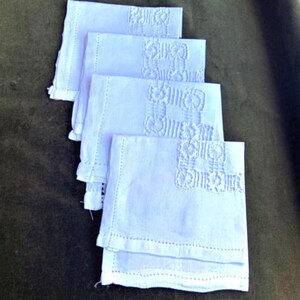 Set of 4 Vintage Hemstitched Napkins