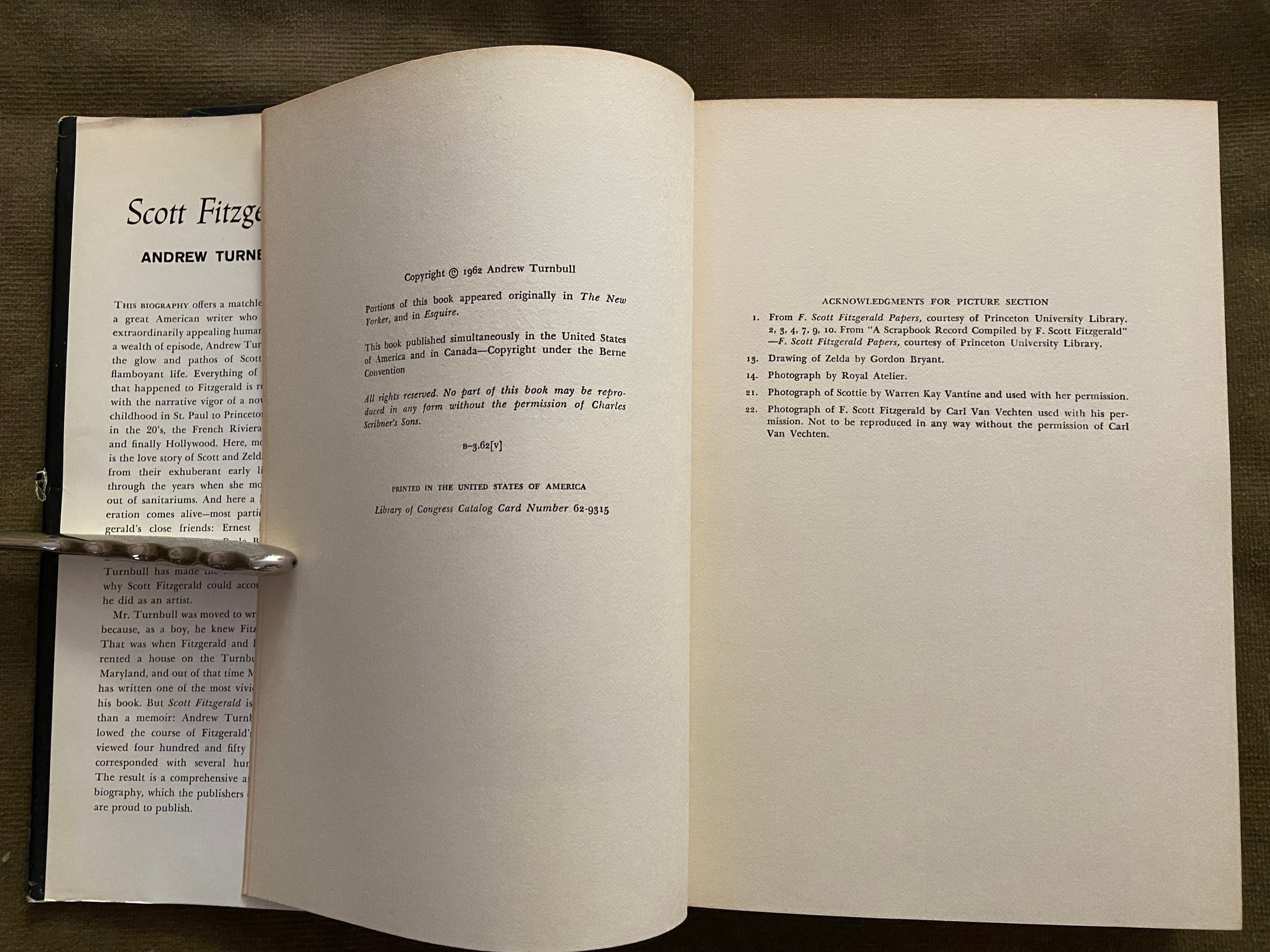 Scott Fitzgerald A Biography by Andrew Turnbull (1962