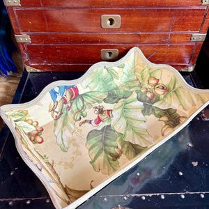 Vintage Legacy Home Fabric Covered Rectangular Tray with Scalloped Edges