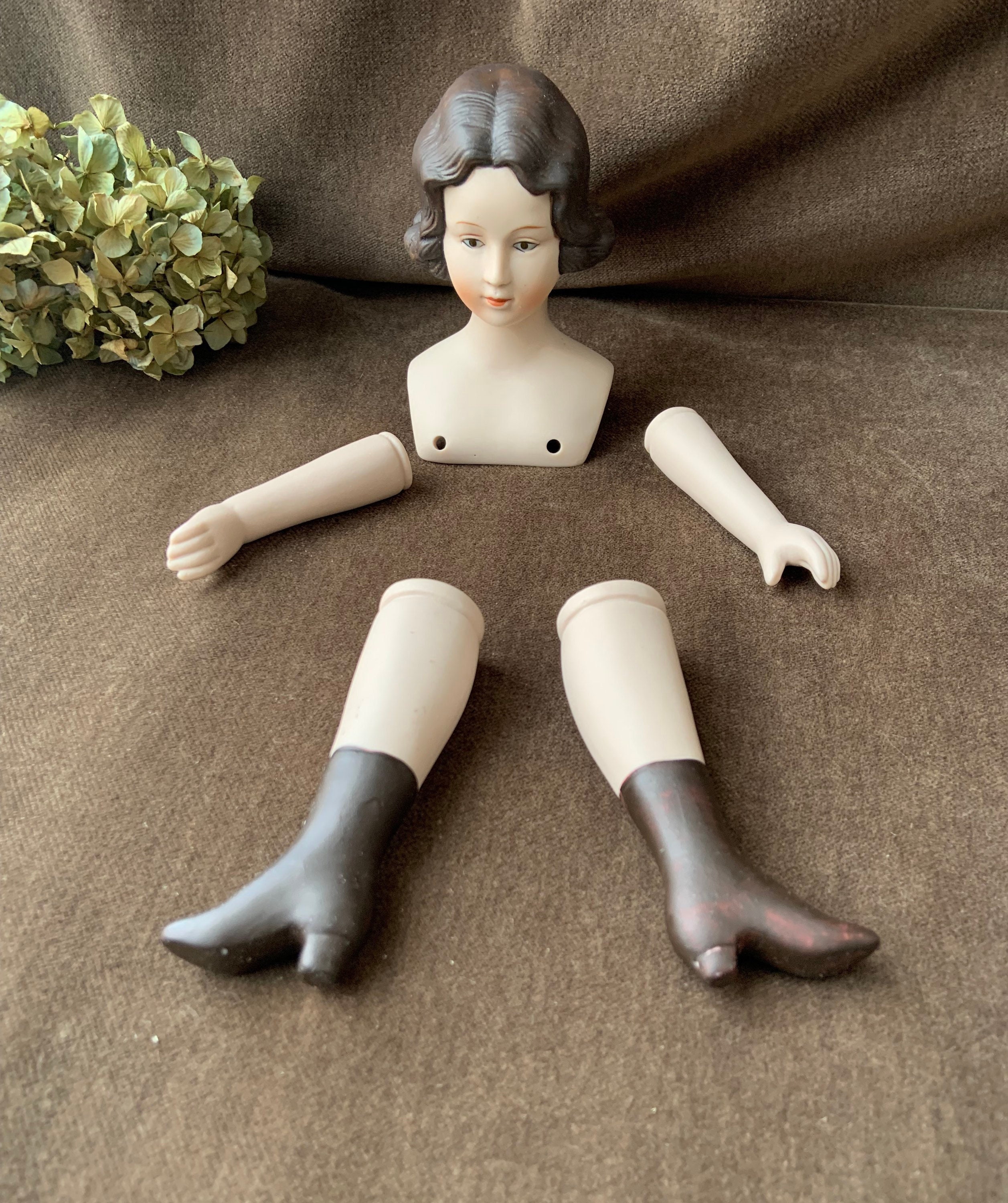 Vintage Brand New Porcelain Doll Parts Head Legs and Arms Etsy