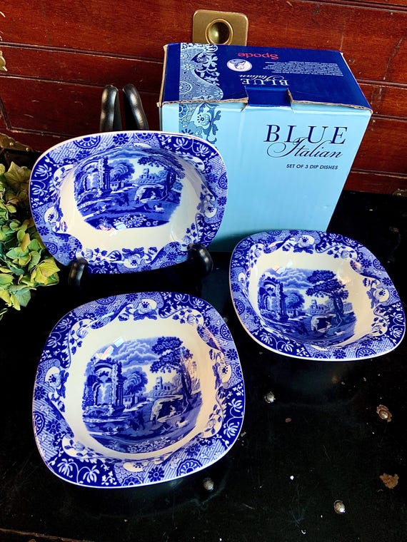 Set of 3 Spode Blue Italian Square Dip Dishes - Etsy