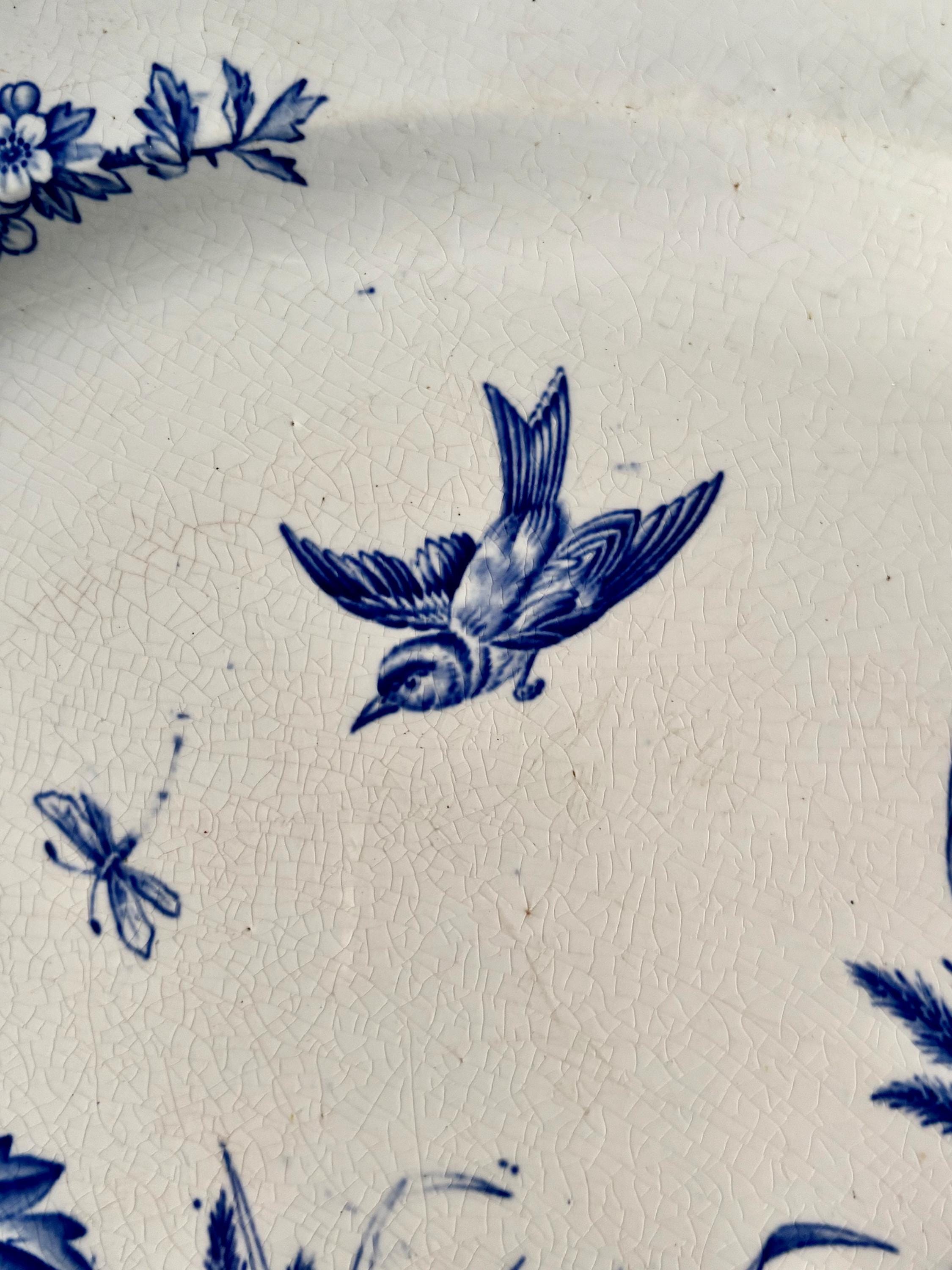 Antique TG Booth “hawthorn” Blue and White Transferware 16.5