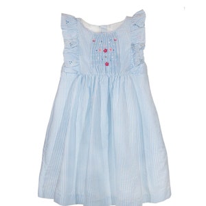 Little Girl's Angel Smocked Dress in Cotton Seersucker