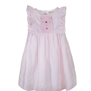 Little Girl's Angel Smocked Dress in Cotton Seersucker
