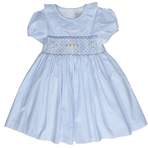 Blue Hand Smocked Girls Liberty Dress | Portrait Dress | Beach Wedding Dress | Twirl Dress | Spring Dress | Ruffle Dress | Summer Dress