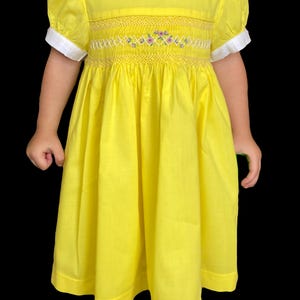 Yellow Cotton Smocked Dress for Girls 12M-8Y | Hand Embroidered Special Dress | Special Occasion Toddler Dress | Birthday Party Outfit