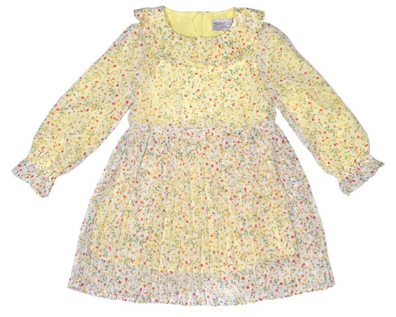 Yellow Floral-Overlay A-Line Dress - Toddler & Girls Autumn Dress
