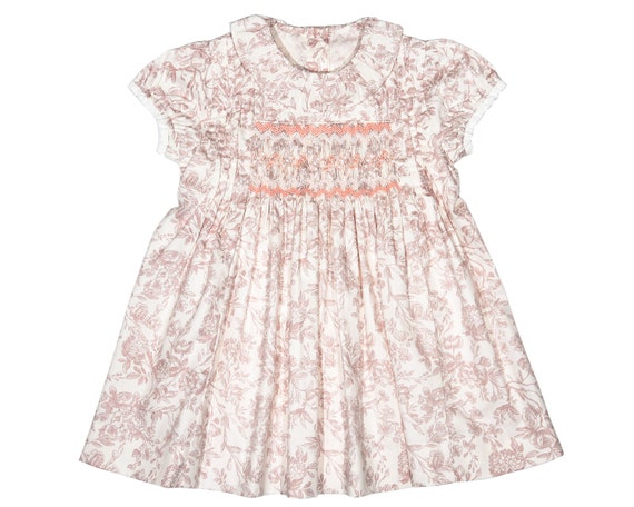Pink Floral Smocked A-Line Dress Infant Toddler & Girls | Etsy