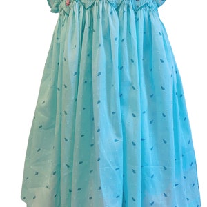 Little Girls&#39; Blue Floral Hand Smocked Dress