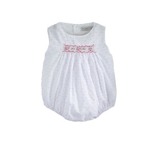 Baby Girls' Hand Smocked Bubble Romper - Pink dot
