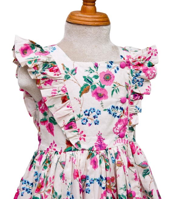 Toddler & Little Girl Pink Floral party Dress, Floral Dress, Casual Dress, Birthday Gift Dress