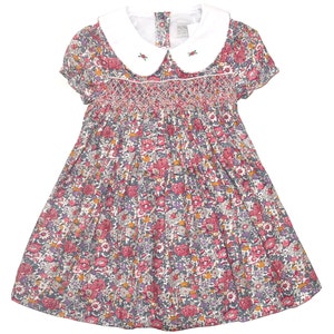 Floral Hand Smocked Girls Liberty Dress | Portrait Dress | Beach Wedding Dress | Twirl Dress | Spring Dress | Ruffle Dress | Summer Dress