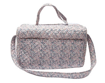 Diaper Bag Tote Bag Stylish Travel Purse Satchel Diaper, Floral Print Cotton - Set of 2 pieces Large and Small Diaper Bag