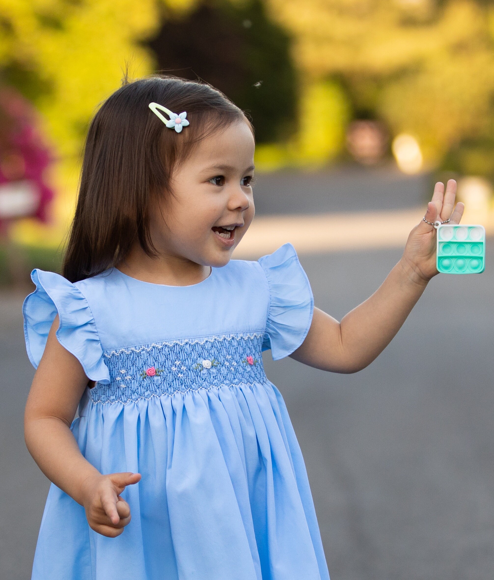 Blue Cotton Smocked A line Dress Infant Toddler Girls Etsy Canada