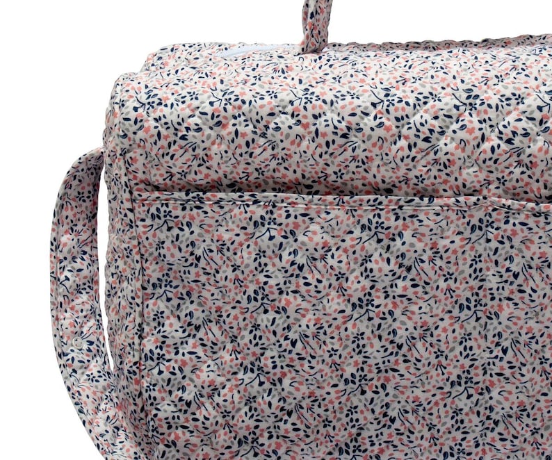 Wickeltasche Tote Bag Stilvolle Reise Geldbörse Satchel Windel, Blumendruck Baumwolle - Set 2 Stück Große und Kleine Wickeltasche Bild 8