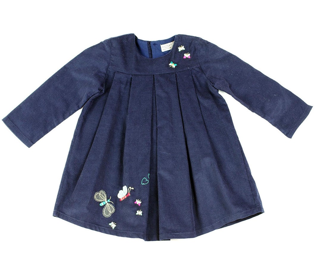 Little Baby Girls' Embroidery Butterflies Dress Light Weight Corduroy ...
