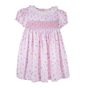 Toddler Baby Girls Soft Floral Cotton Hand Smocked  Dress 6 Months - 6 Years