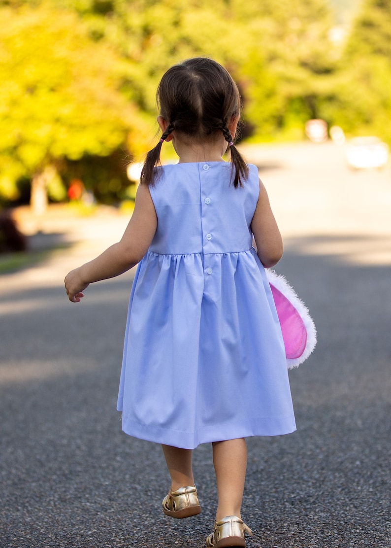 Blue Hand Smocked Girls Liberty Dress Portrait Dress Beach Wedding Dress Twirl Dress Spring Dress Ruffle Dress Summer Dress image 3