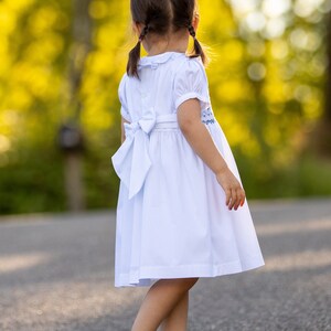 White Hand Smocked Girls Liberty Dress Portrait Dress Beach Wedding Dress Twirl Dress Spring Dress Ruffle Dress Summer Dress image 3