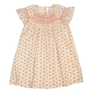Pink & Cream Floral Bishop Dress - Hands mocked Toddler  Girls