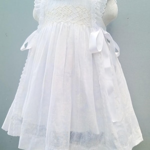 White Cotton Smocked Dress for Girls 12M-8Y | Hand Embroidered Pretty Dress | Special Occasion Toddler Dress | Birthday Party Outfit