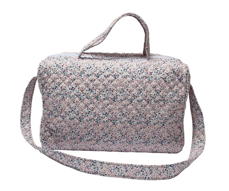 Wickeltasche Tote Bag Stilvolle Reise Geldbörse Satchel Windel, Blumendruck Baumwolle - Set 2 Stück Große und Kleine Wickeltasche Bild 2