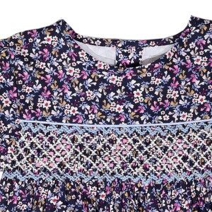 Louisa Floral Hand Smocked Short Sleeve Romper in Blue (3mths-2yrs)
