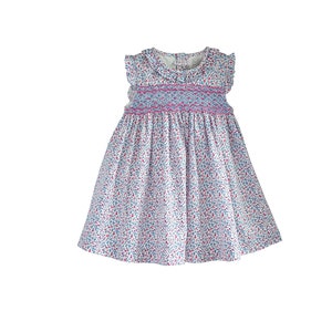 Hand Smocked Sleeveless Dress Ruffle Swing Tunic Outfit Dress - Baby Easter Riviera Dress