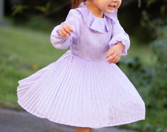 Purple Floral-Overlay A-Line Dress - Toddler & Girls