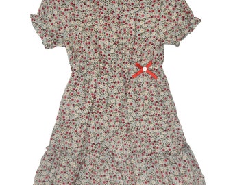 Red & Ivory Floral Bow-Accent Ruffle-Collar A-Line Dress - Infant, Toddler  Girls