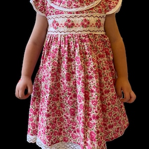 Red Cotton Smocked Dress for Girls 12M-8Y | Hand Embroidered Pretty Dress | Special Occasion Toddler Dress | Birthday Party Outfit