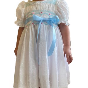 White Cotton Smocked Dress for Girls 12M-8Y | Hand Embroidered Pretty Dress | Special Occasion Toddler Dress | Birthday Party Outfit