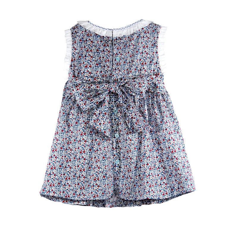 Toddler Baby Girls Soft Floral Cotton Princess Hand Smocked Dress Frilly Sleeve Ruffle Swing Tunic Shirt Casual Party Dress