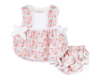 Red Floral Sleeveless Dress Set with Lace trim - Newborn, Infant & Toddler