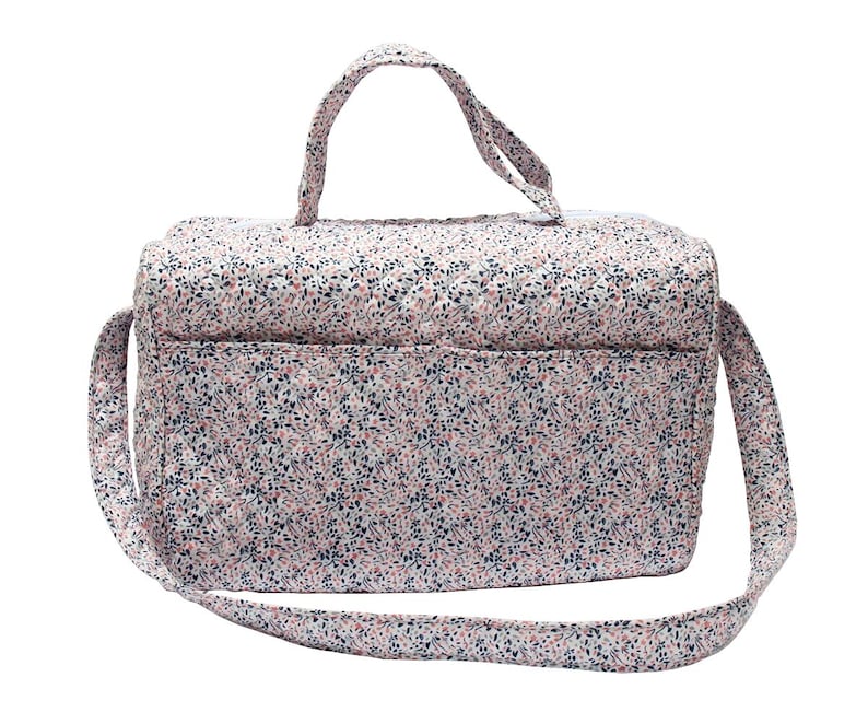 Wickeltasche Tote Bag Stilvolle Reise Geldbörse Satchel Windel, Blumendruck Baumwolle - Set 2 Stück Große und Kleine Wickeltasche Bild 1
